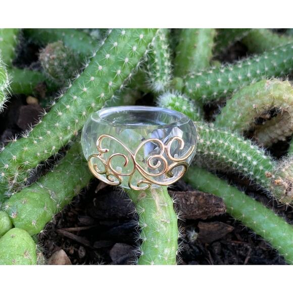 Elizabeth Adams 14K Gold and Glass Ring Size 11 - Picture 7 of 7